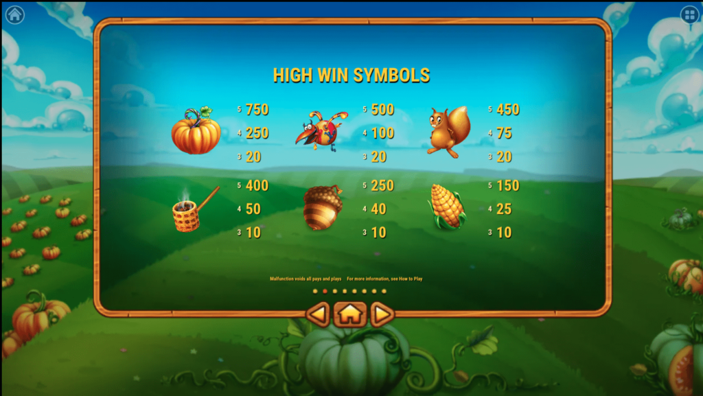 pumpkin patch high symbols paytable